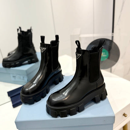 PRA MONOLITH BRUSHED LEATHER BOOTIES BLACK