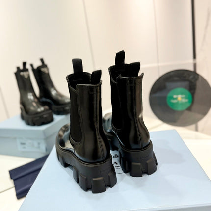 PRA MONOLITH BRUSHED LEATHER BOOTIES BLACK