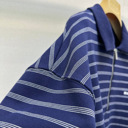 MIUMIU STRIPED ZIP POLO SHIRT STYLE 42