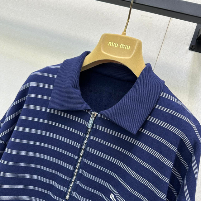 MIUMIU STRIPED ZIP POLO SHIRT STYLE 42