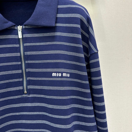 MIUMIU STRIPED ZIP POLO SHIRT STYLE 42