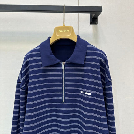 MIUMIU STRIPED ZIP POLO SHIRT STYLE 42