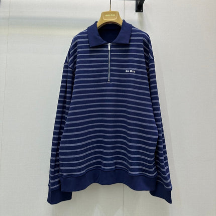 MIUMIU STRIPED ZIP POLO SHIRT STYLE 42