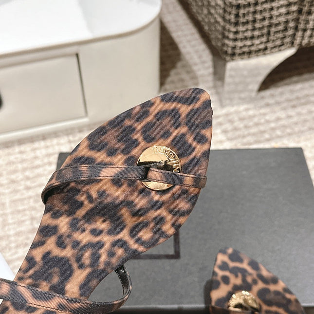 SL TANGER SLIDES LEOPARD SATIN