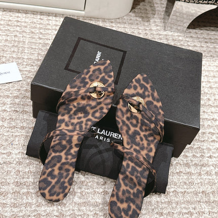 SL TANGER SLIDES LEOPARD SATIN