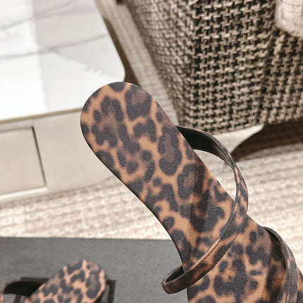 SL TANGER SLIDES LEOPARD SATIN