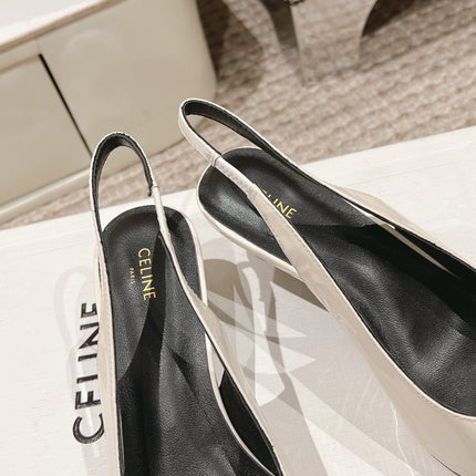 HIGH SLINGBACKS 5 CM IN WHITE PATENT CALFSKIN