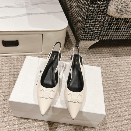 HIGH SLINGBACKS 5 CM IN WHITE PATENT CALFSKIN