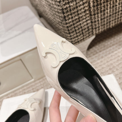 HIGH SLINGBACKS 5 CM IN WHITE PATENT CALFSKIN