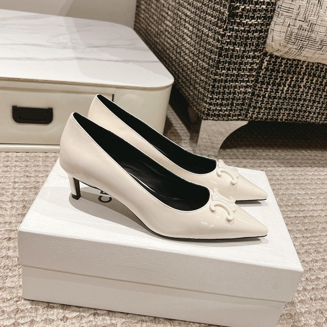 HIGH PUMP 5 CM IN WHITE PATENT CALFSKIN