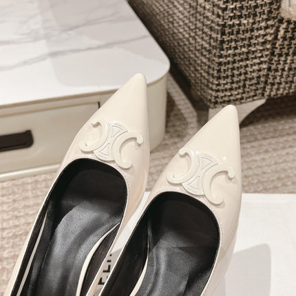 HIGH PUMP 5 CM IN WHITE PATENT CALFSKIN