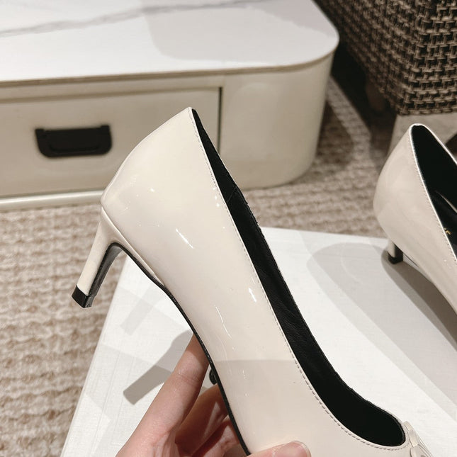 HIGH PUMP 5 CM IN WHITE PATENT CALFSKIN