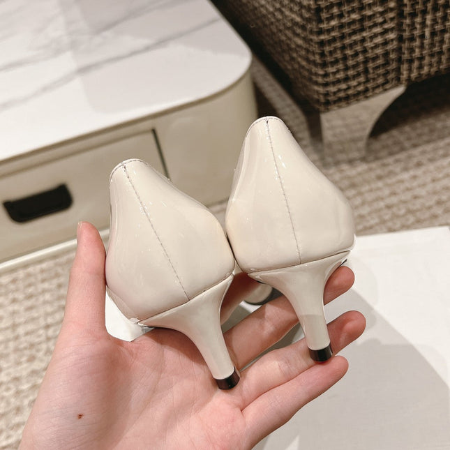 HIGH PUMP 5 CM IN WHITE PATENT CALFSKIN