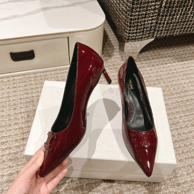 HIGH PUMP 5 CM IN RUBY RED PATENT CALFSKIN