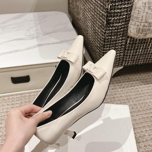 TRIOMPHE HIGH PUMP 5 CM IN WHITE PATENT CALFSKIN