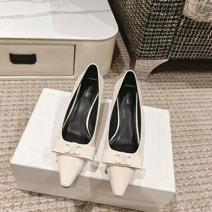 TRIOMPHE HIGH PUMP 5 CM IN WHITE PATENT CALFSKIN