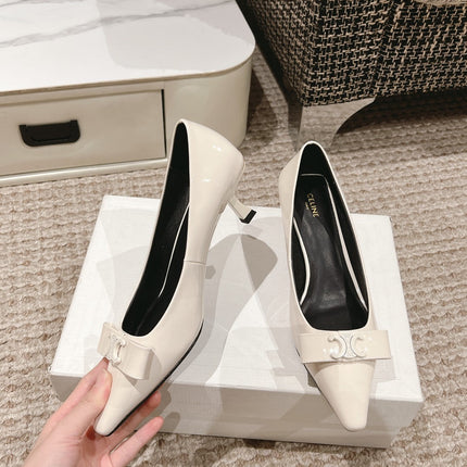 TRIOMPHE HIGH PUMP 5 CM IN WHITE PATENT CALFSKIN