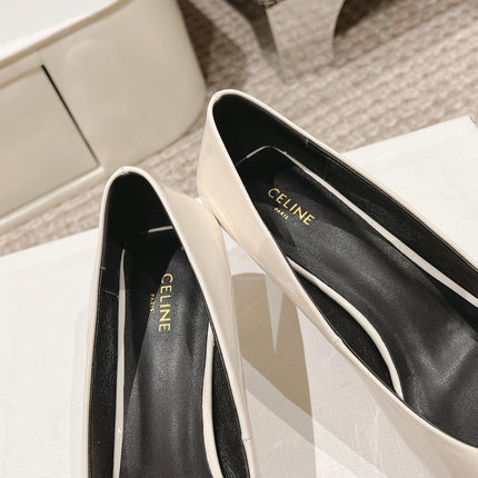 TRIOMPHE HIGH PUMP 5 CM IN WHITE PATENT CALFSKIN