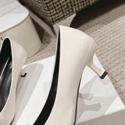 TRIOMPHE HIGH PUMP 5 CM IN WHITE PATENT CALFSKIN