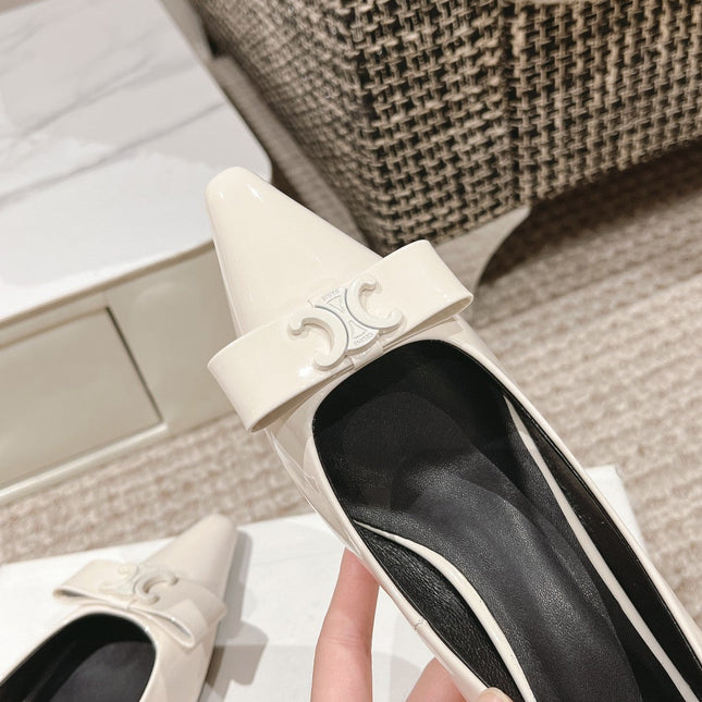 TRIOMPHE HIGH PUMP 5 CM IN WHITE PATENT CALFSKIN