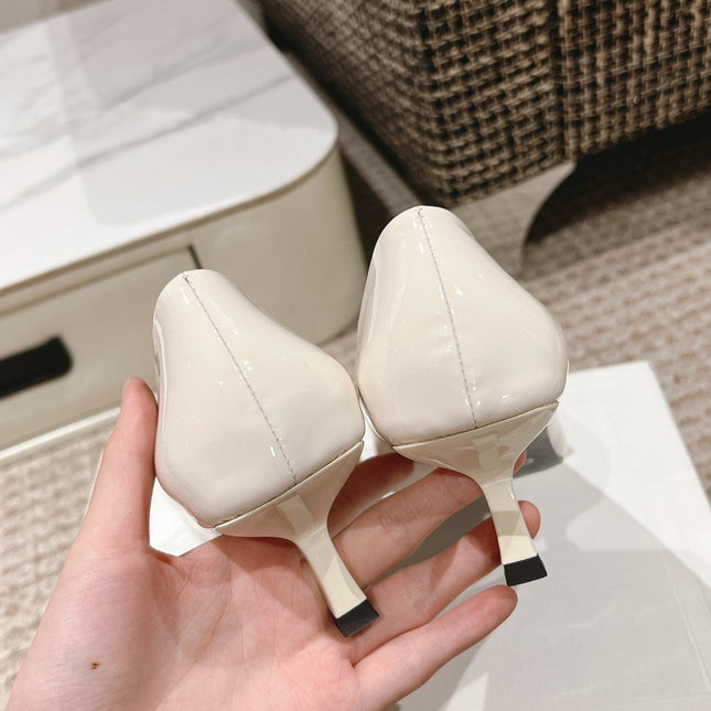 TRIOMPHE HIGH PUMP 5 CM IN WHITE PATENT CALFSKIN