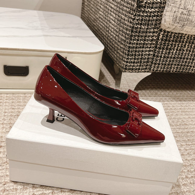 TRIOMPHE HIGH PUMP 5 CM IN RUBY RED PATENT CALFSKIN