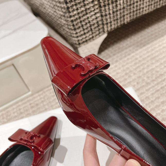 TRIOMPHE HIGH PUMP 5 CM IN RUBY RED PATENT CALFSKIN