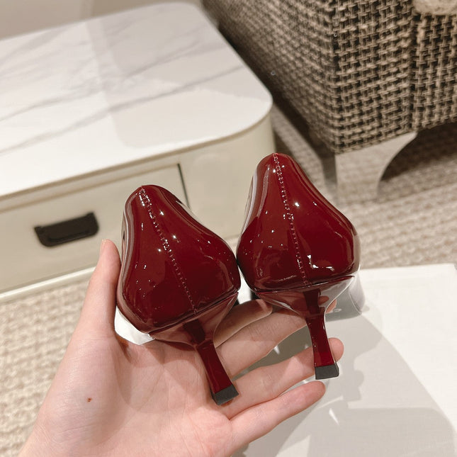 TRIOMPHE HIGH PUMP 5 CM IN RUBY RED PATENT CALFSKIN