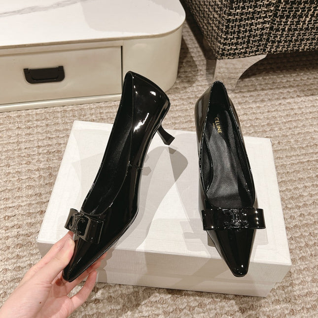 TRIOMPHE HIGH PUMP 5 CM IN BLACK PATENT CALFSKIN