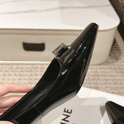 TRIOMPHE HIGH PUMP 5 CM IN BLACK PATENT CALFSKIN