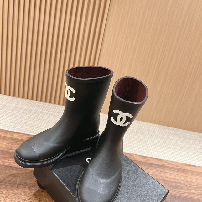 CC RAIN BOOTS BLACK TPU WITH WHITE LOGO