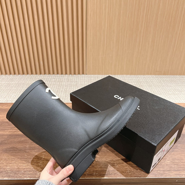CC RAIN BOOTS BLACK TPU WITH WHITE LOGO