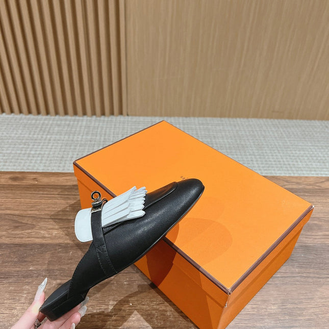 0Z Mule Fringed Black/White