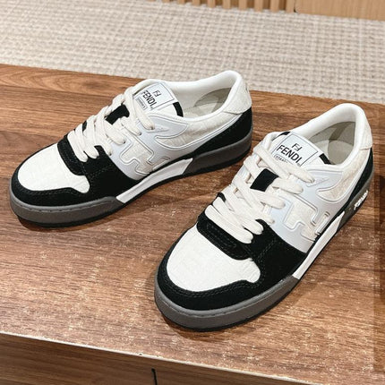 FENDI MATCH TRAINER IN BLACK MIX WHITE CALFSKIN AND HIGH-DENSIITY FABRIC