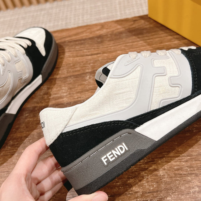 FENDI MATCH TRAINER IN BLACK MIX WHITE CALFSKIN AND HIGH-DENSIITY FABRIC