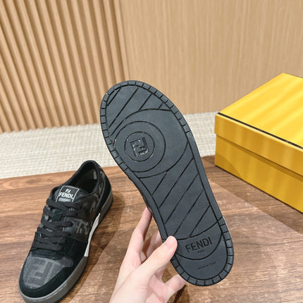 FENDI MATCH TRAINER IN BLACK CALFSKIN AND HIGH-DENSIITY FABRIC