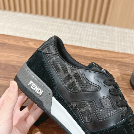 FENDI MATCH TRAINER IN BLACK CALFSKIN AND HIGH-DENSIITY FABRIC
