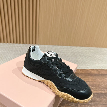 RUNNING SNEAKERS IN BLACK LAMBSKIN AND FABRIC ANTI-SLIP RUBBER SOLE