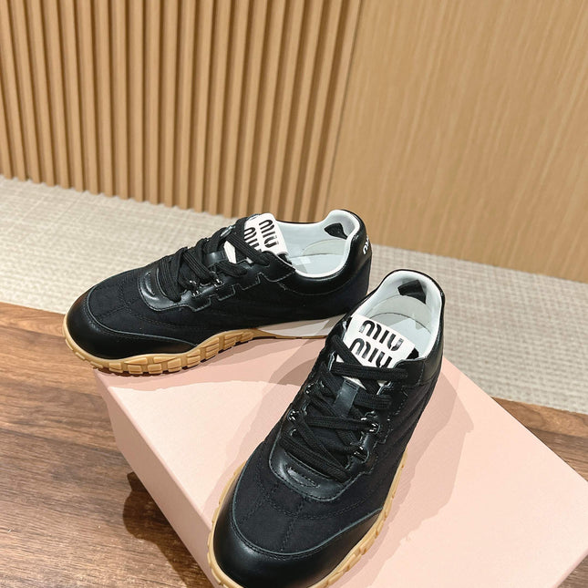 RUNNING SNEAKERS IN BLACK LAMBSKIN AND FABRIC ANTI-SLIP RUBBER SOLE