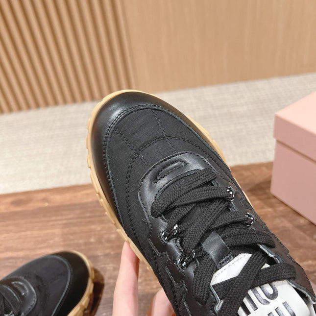 RUNNING SNEAKERS IN BLACK LAMBSKIN AND FABRIC ANTI-SLIP RUBBER SOLE