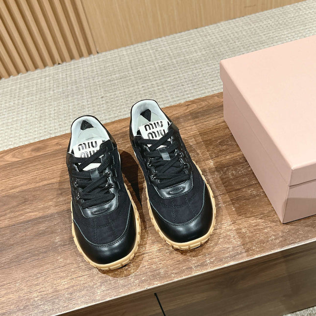 RUNNING SNEAKERS IN BLACK LAMBSKIN AND FABRIC ANTI-SLIP RUBBER SOLE