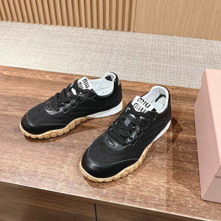 RUNNING SNEAKERS IN BLACK LAMBSKIN AND FABRIC ANTI-SLIP RUBBER SOLE