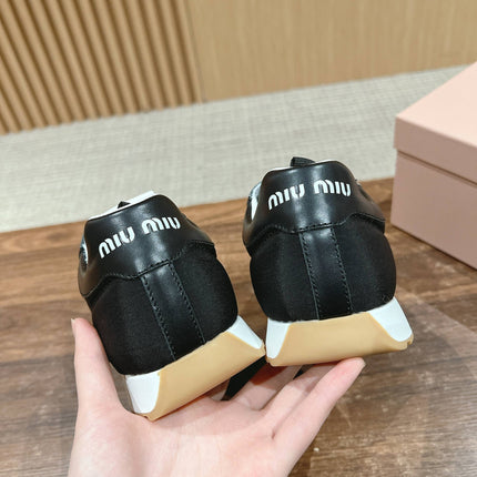 RUNNING SNEAKERS IN BLACK LAMBSKIN AND FABRIC ANTI-SLIP RUBBER SOLE