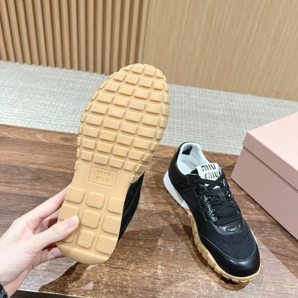 RUNNING SNEAKERS IN BLACK LAMBSKIN AND FABRIC ANTI-SLIP RUBBER SOLE