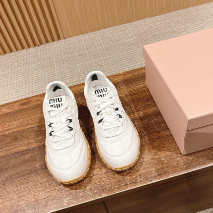 RUNNING SNEAKERS IN WHITE LAMBSKIN AND FABRIC ANTI-SLIP RUBBER SOLE