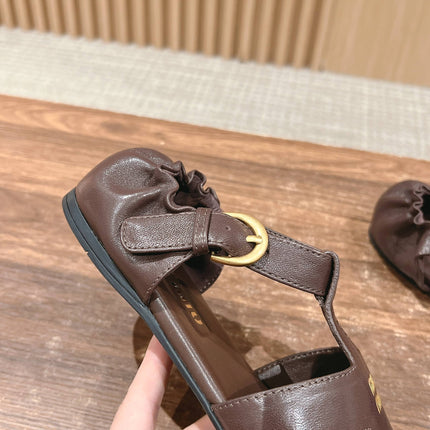 FISHERMAN BUCKLE SANDALS IN COCOA BROWN LAMBSKIN