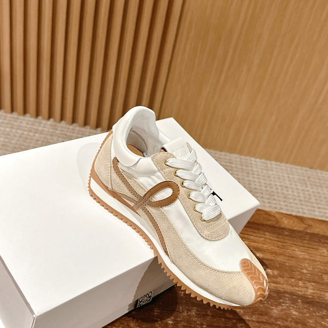 FLOW RUNNER SNEAKER IN BROWN SUEDE AND SHEEPSKIN