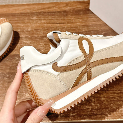 FLOW RUNNER SNEAKER IN BROWN SUEDE AND SHEEPSKIN