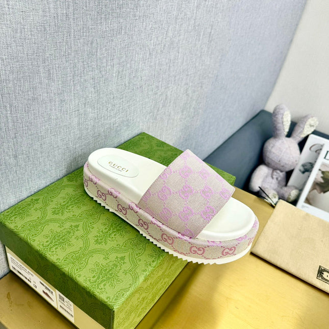 GG PLATFORM SLIDE SANDAL PASTEL PINK CANVAS