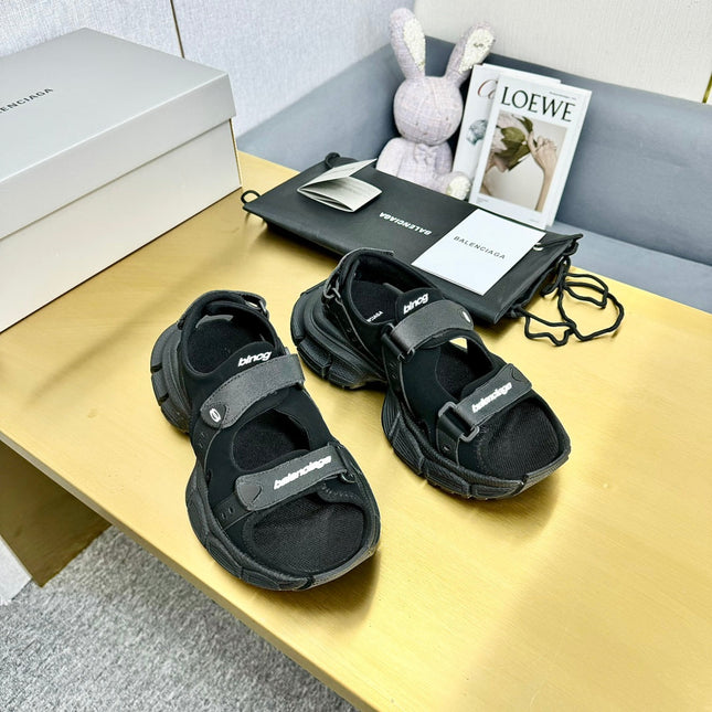3XL SPORTY SANDALS IN BLACK POLYURETHANE, POLYESTER AND TPU